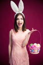 Woman with an Easter egg basket Royalty Free Stock Photo