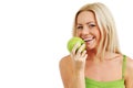 Woman eat green apple Royalty Free Stock Photo