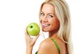 Woman eat green apple Royalty Free Stock Photo