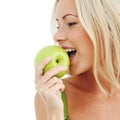 Woman eat green apple Royalty Free Stock Photo