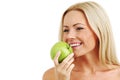 Woman eat green apple Royalty Free Stock Photo