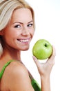 Woman eat green apple Royalty Free Stock Photo