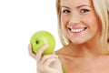 Woman eat green apple Royalty Free Stock Photo