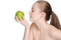 Woman eat green apple Royalty Free Stock Photo