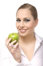 Woman eat green apple Royalty Free Stock Photo