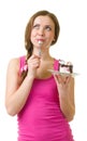 Woman eat tasty cake Royalty Free Stock Photo