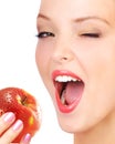 Woman eating apple. Royalty Free Stock Photo