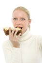 Woman eating cake