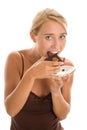 Woman eating cake