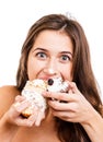 Woman eating cake Royalty Free Stock Photo