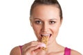 Woman Eating a Cereal Bar Royalty Free Stock Photo