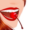 Woman eating cherry