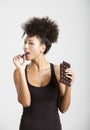 Woman eating chocolate Royalty Free Stock Photo