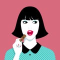 Woman eating chocolate