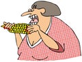 Woman eating corn on the cob