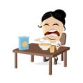 Woman eating corn flakes clipart