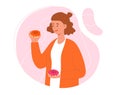 Woman eating donuts