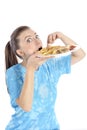 Woman eating fast food