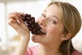 Woman Eating Grapes Royalty Free Stock Photo
