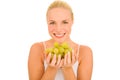 Woman eating grapes