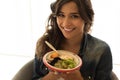 Woman eating a healthy bowl Royalty Free Stock Photo