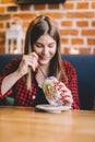 Woman eating healthy sweet snack