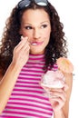 Woman eating ice cream Royalty Free Stock Photo