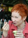 Woman eating ice cream Royalty Free Stock Photo