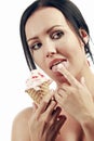 Woman eating ice cream Royalty Free Stock Photo