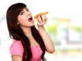 Woman Eating Japanese Food Royalty Free Stock Photo