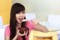 Woman Eating Japanese Food Royalty Free Stock Photo