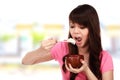 Woman Eating Japanese Food Royalty Free Stock Photo