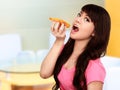Woman Eating Japanese Food Royalty Free Stock Photo