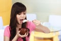 Woman Eating Japanese Food Royalty Free Stock Photo