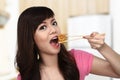 Woman Eating Japanese Food Royalty Free Stock Photo