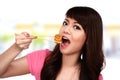 Woman Eating Japanese Food Royalty Free Stock Photo