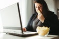 Woman eating junk food, snacking with chips