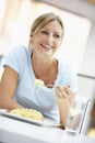 Woman Eating Lunch At A Cafe Royalty Free Stock Photo