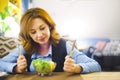 Woman eating salad Royalty Free Stock Photo