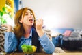 Woman eating salad Royalty Free Stock Photo