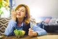 Woman eating salad Royalty Free Stock Photo