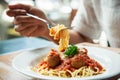 Woman eating spaghetti Royalty Free Stock Photo