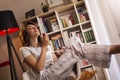 Woman eating strawberries Royalty Free Stock Photo