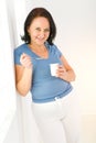 Woman eating yoghurt Royalty Free Stock Photo