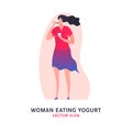 Woman Eating Yogurt 1