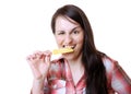 Woman eats a popsicle Royalty Free Stock Photo