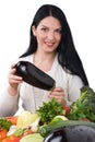 Woman with eggplant