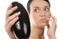 Woman with eggplants Royalty Free Stock Photo