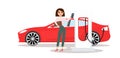 Woman with electric car Royalty Free Stock Photo