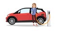 Woman with electric car Royalty Free Stock Photo